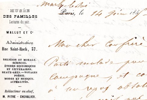 Handschriftlicher Brief von Pietre Chevalier 1855